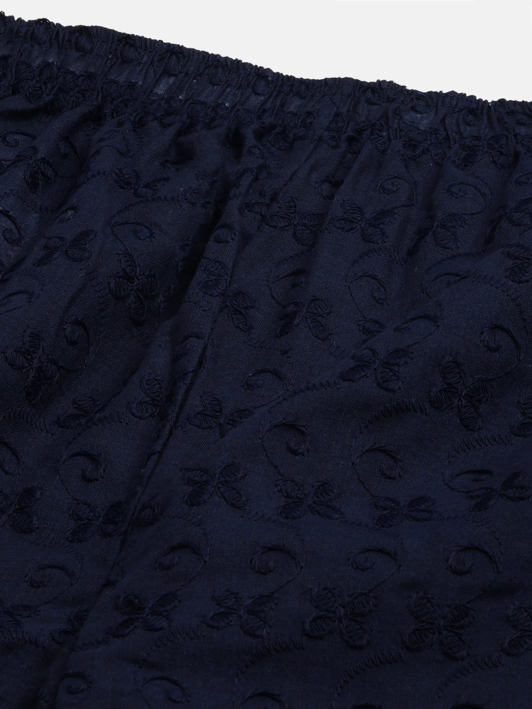 Rang Gali Women's Navy Blue Embroidered Chikankari Palazzo